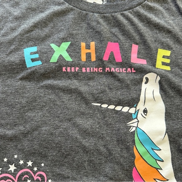 Yoga Unicorn Cobra Pose Exhale Short Sleeve Men's Large T-Shirt Heathered Grey - Picture 4 of 10